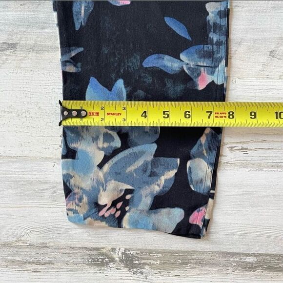 Rebecca Taylor Silk Floral Jogger Pants navy white, Sport chic style 100% silk, - Picture 12 of 13